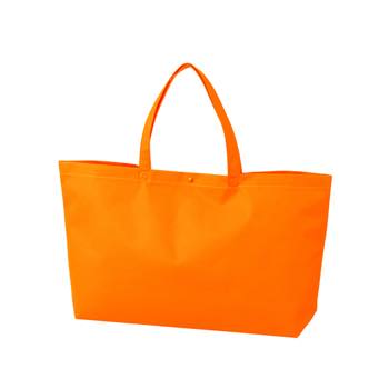 カジュアル不織布トートバッグ 中横：オレンジ　プラホック：白のメイン画像