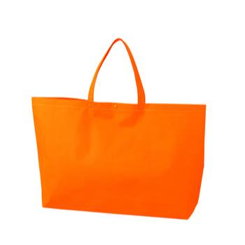 カジュアル不織布トートバッグ 大：オレンジ　プラホック：白のメイン画像