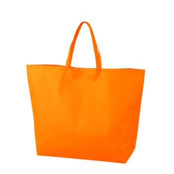カジュアル不織布トートバッグ 特大：オレンジ　プラホック：白のメイン画像