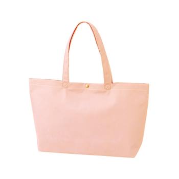 カジュアル不織布トートバッグ　A4横：ライトピンク　プラホック：白の商品画像