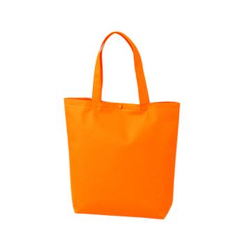 カジュアル不織布トートバッグ　A4縦：オレンジ　プラホック：白の商品画像