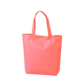 カジュアル不織布トートバッグ A4縦：ピンク　プラホック：白の商品画像