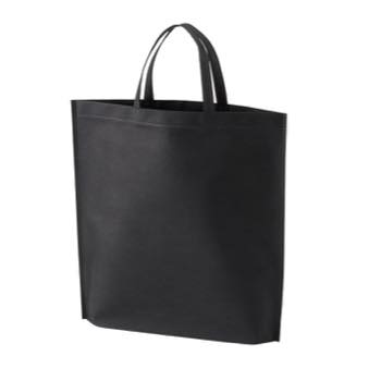 シンプル不織布トートバッグ　A4縦：ブラックの商品画像