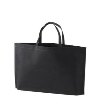 シンプル不織布トートバッグ A4横：ブラックの商品画像