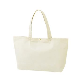 カジュアル不織布トートバッグ A4横：ホワイト　プラホック：白のイメージ画像