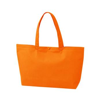 カジュアル不織布トートバッグ A4横：オレンジ　プラホック：白のメイン画像
