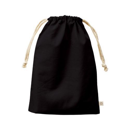 オーガニックコットンガゼット巾着（L）：ブラックのメイン画像